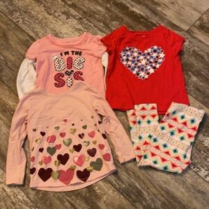 Girls' Heart and Patterned Clothing Set Size 2T Shirt Leggings